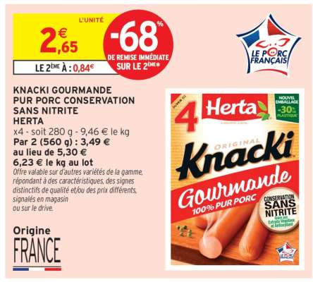 KNACKI GOURMANDE PUR PORC CONSERVATION SANS NITRITE