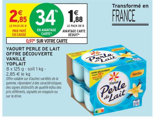 Yaourt Perle de Lait Offre Découverte Vanille Yoplait