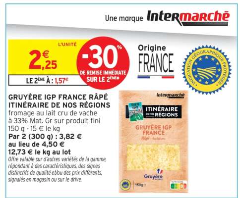 GRUYÈRE IGP FRANCE RÂPÉ ITINÉRAIRE DE NOS RÉGIONS