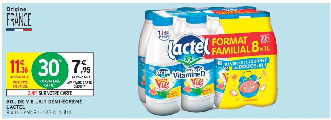 BOL DE VIE LAIT DEMI-ÉCRÉMÉ LACTEL