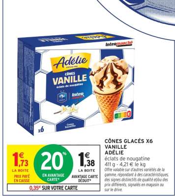 CÔNES GLACÉS X6 VANILLE ADÉLIE