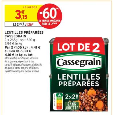 LENTILLES PRÉPARÉES “CASSEGRAIN”