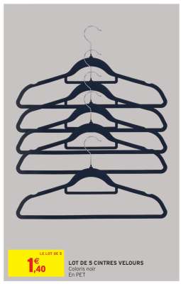 LOT DE 5 CINTRES VELOURS