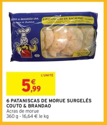 6 PATANISCAS DE MORUE SURGELÉS COUTO & BRANDAO