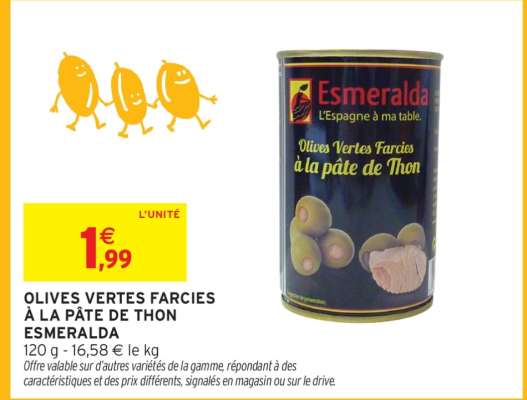 OLIVES VERTES FARCIÉS À LA PÂTE DE THON ESMERALDA