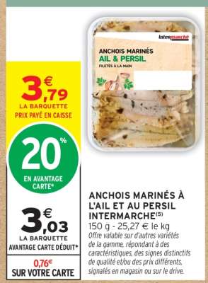 ANCHOIS MARINÉS À L'AIL ET AU PERSIL INTERMARCHÉ