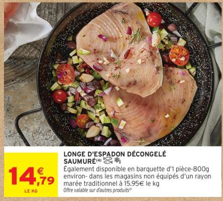 LONGE D'ESPADON DÉCONGELÉ SAUMURÉ