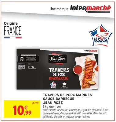 TRAVERS DE PORC MARINÉS SAUCE BARBECUE JEAN ROZÉ