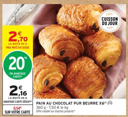 PAIN AU CHOCOLAT PUR BEURRE X6