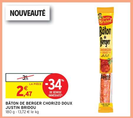 BÂTON DE BERGER CHORIZO DOUX JUSTIN BRIDOU