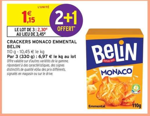 CRACKERS MONACO EMMENTAL BELIN