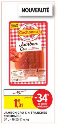 JAMBON CRU X 4 TRANCHES COCHONOU
