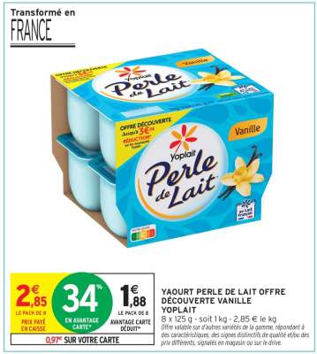 Yaourt Perle de Lait Offre Découverte Vanille Yoplait