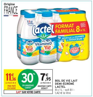 BOL DE VIE LAIT DEMI-ÉCRÉMÉ LACTEL