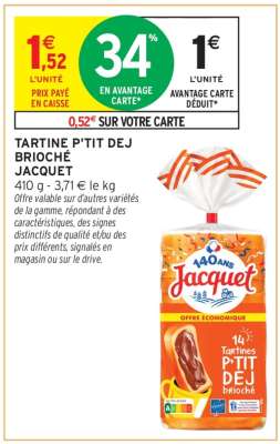TARTINE P'TIT DEJ BRIOCHÉ JACQUET