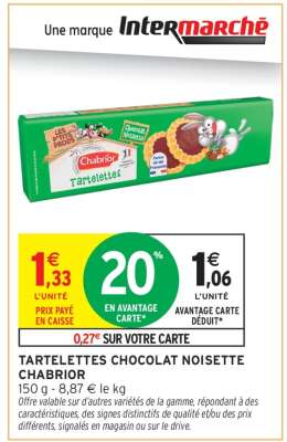 TARTELETTES CHOCOLAT NOISETTE CHABRIOR