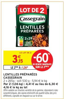 LENTILLES PRÉPARÉES “CASSEGRAIN”