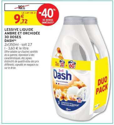 LESSIVE LIQUIDE AMBRE ET ORCHIDÉE 30 DOSES DASH