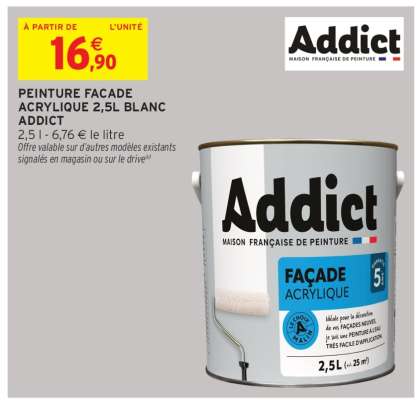 Peinture Facade Acrylique 2,5L Blanc Addict