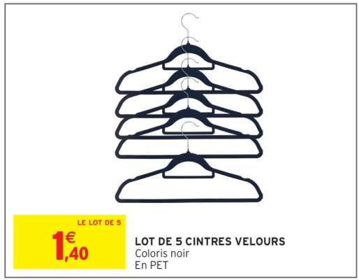 LOT DE 5 CINTRES VELOURS