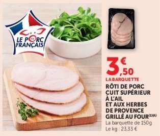 Rôti de porc cuit supérieur à l'ail et aux herbes de Provence grillé au four