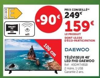 TÉLÉVISEUR 40'' LED FHD DAEWOO