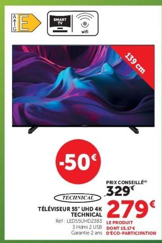 TÉLÉVISEUR 55'' UHD 4K TECHNICAL