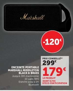 Enceinte Portable Marshall Middleton Black & Brass