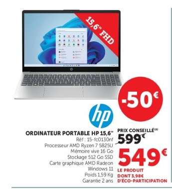 ORDINATEUR PORTABLE HP 15,6"
