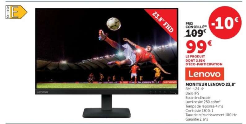 MONITEUR LENOVO 23,8"