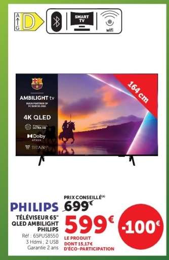 PHILIPS TÉLÉVISEUR 65" QLED AMBILIGHT