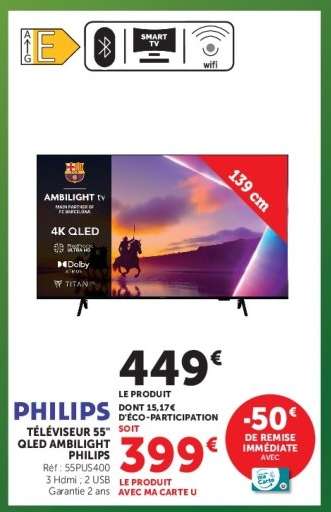 PHILIPS TÉLÉVISEUR 55'' QLED AMBILIGHT