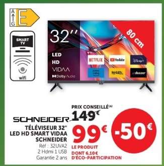 TÉLÉVISEUR 32" LED HD SMART VIDAA SCHNEIDER