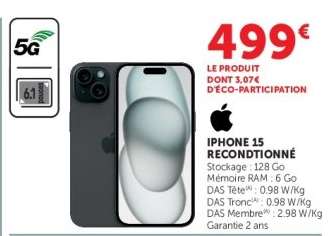 iPhone 15 Reconditionné
