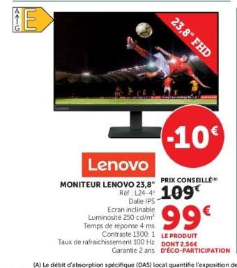 MONITEUR LENOVO 23,8"
