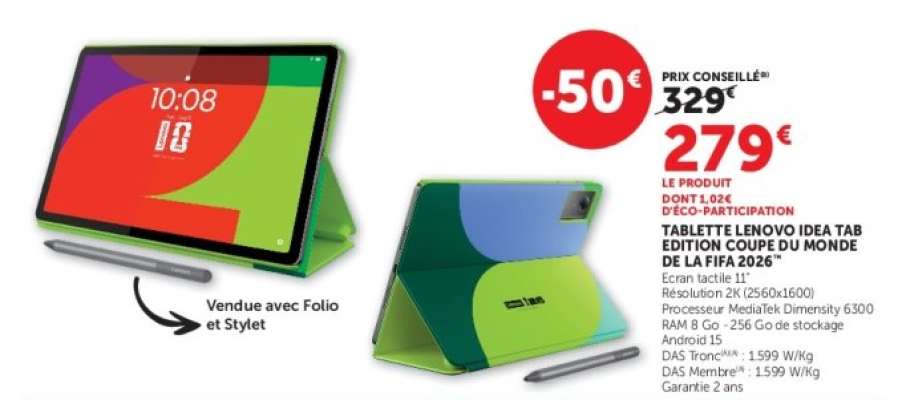TABLETTE LENOVO IDEA TAB EDITION COUPE DU MONDE DE LA FIFA 2026