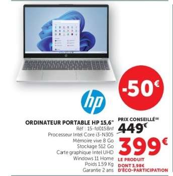 ORDINATEUR PORTABLE HP 15,6"
