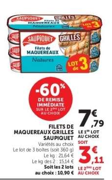 Filets de maquereaux grillés SAUPIQUET