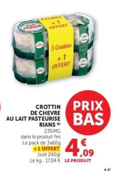 Crottin de Chevre au Lait Pasteurise Rians