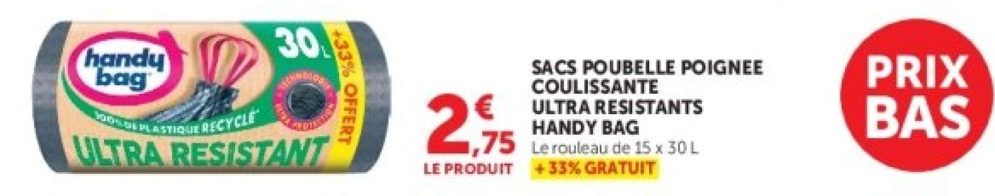 Sacs Poubelle Poignée Coulissante Ultra Resistants Handy Bag