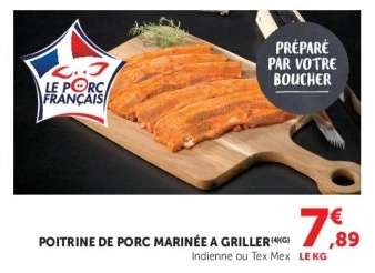 Poitrine de porc marinée à griller
