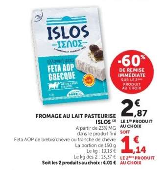 FROMAGE AU LAIT PASTEURISÉ ISLOS