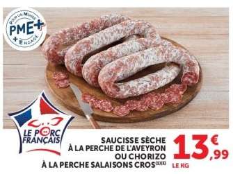 Saucisse sèche à la perche de l'Aveyron ou Chorizo