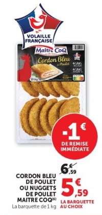 Cordon Bleu de Poulet ou Nuggets de Poulet Maître CoQ