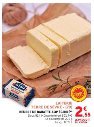 BEURRE DE BARATTE AOP ÉCHIRÉ