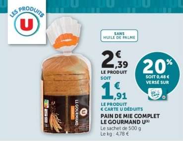 PAIN DE MIE COMPLET LE GOURMAND U
