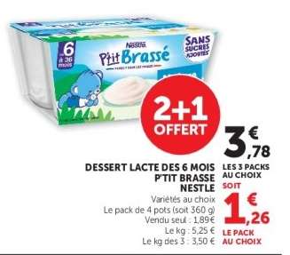 Dessert Lacté des 6 Mois P'tit Brasse Nestlé