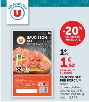 Saucisson Sec Pur Porc U