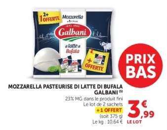 MOZZARELLA PASTEURISÉE DI LATTE DI BUFALA GALBANI