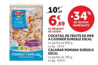 COCKTAIL DE FRUITS DE MER A CUISINER SURGELE ESCAL